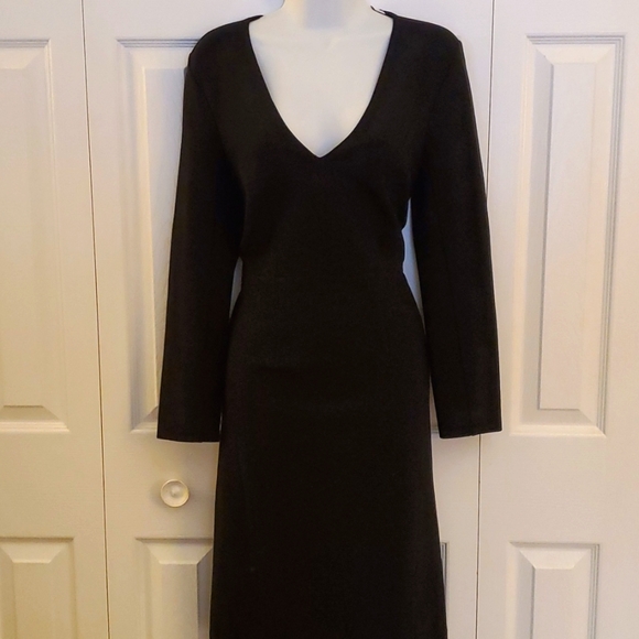 Diane Von Furstenberg | Black V-Neck Sheath Dress Sz 8 - Picture 1 of 11
